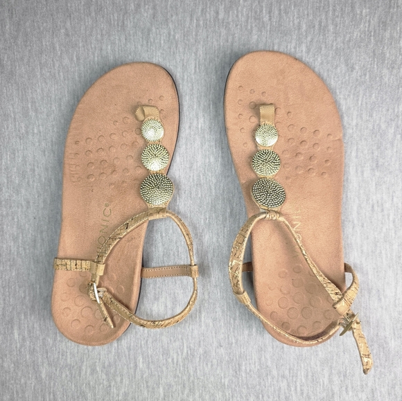 Vionic Lizbeth Gold Detail Thong Sandals Size 8 - Picture 1 of 5